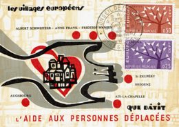 1962 -  AIDE AUX PERSONNES DEPLACEES - Tp N° 1358 Et 1359 - Oblitération Conseil De L'Europe - Droits De L'homme - Temporary Postmarks