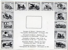 Principato Di Monaco - Emissione Serie "Retrospettiva Dell'Automobile" - 13 Giugno 1961 - Principauté De Monaco..... - Colecciones & Lotes