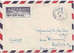 POSTE AUX ARMEES 4/2/1947 T.O.E. ( Théâtre De Opérations Extérieures) Franchise Par Avion Pour Boulogne/Mer SP 50542 - Vietnamkrieg/Indochinakrieg