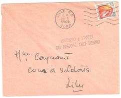 LILLE RP Nord Lettre 0,12 F Blason Agen Ob Meca 28 3 1965 Griffe INCONNU APPEL Préposé Chef HENNO - Covers & Documents