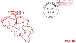 Vignette De Distributeur 10F Sur Enveloppe FDC Cachet "28-3-1983 Brussel 5 Bruxelles" - 1980-1999