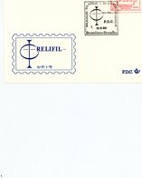 RELIFIL : Vignette Distribution 9F Sur Enveloppe FDC Cachet 13-5-1985 Brussel 1000 Bruxelles - 1980-99