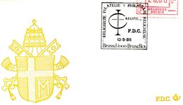 RELIFIL Vatican : Vignette Distribution 23F Sur Enveloppe FDC Cachet 13-5-1985 Brussel 1000 Bruxelles - 1980-99