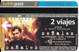 BILLET TICKET  TRANSPORT METRO BUENOS-AIRES ARGENTINE 1 BILLET POUR 2 VOYAGES  SENALES SIGNES MEL GIBSON - Welt