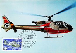 HELICOPTERE " Gazelle" - Carte Maximum Card 1975 (Le Bourget) - Helicopters