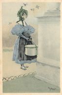 Henry MORIN * Henri * Illustrateur * Viennoise Vienne * Femme Boite à Chapeau Oiseaux * Cpa Dos 1900 - Morin, Henri