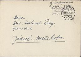 Cachet Sanatorium Quisisana Davos Platz CAD Davos Platz 1  21 XII 40 X Guerre 39 45 Militärpatient - Postmarks