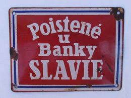 VINTAGE OLD BANK SLAVIE ENAMEL SIGN CZECHOSLOVAKIA!!! - Otros & Sin Clasificación
