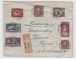 Polen 1938 R-Brief Mit Bunter Frankatur+sauber Gestempelt - Storia Postale