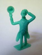 FIGURINE PUBLICITAIRE PEROU TINTIN - PROF CYCLONE Monochrome Bleu Vert (2) - Pas Dunkin  Marquée STENVAL - Kuifje