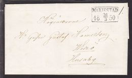 1850. SVERIGE. MARIESTAD 24 3 1850. To Husaby. Vexiö. Seal And Full Contents. () - JF111066 - ... - 1855 Prefilatelia