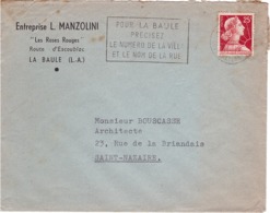FRANCE - Lettre -  Enveloppe Publicitaire - Entreprise MANZOLINI - La Baule Pour Saint Nazaire - Marianne Muller 25f - Cartas