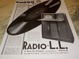 ANCIENNE PUBLICITE TSF  PHONO RADIO LL 1928 - Sonstige & Ohne Zuordnung