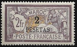 Maroc N°17* 2 PESETAS Sur 2 Frcs Merson. Superbe Centrage. Cote 240€ - Neufs