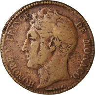 Monnaie, Monaco, Honore V, 5 Centimes, Cinq, 1837, Monaco, Grosse Tête Et - 1819-1922 Honoré V, Charles III, Albert I