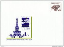 Slovaquie 2008 COB 93 Feuille De Tilleul Planète Des Timbres PARIS Tour Eiffel - Enveloppes