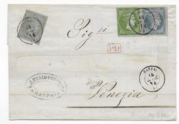 1874 - AFFR. TRICOLORE HERMES RARE Sur LETTRE De PATRAS => VENEZIA ! - Covers & Documents