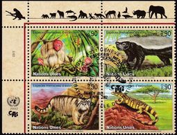 UNO-Genf, 2002, 434/37,  Gefährdete Arten (X): Fauna. Used First Day - Used Stamps