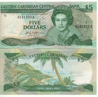 EAST CARIBBEAN  $ 5   P18a   (Antigua    -  1986-1988 )    UNC - East Carribeans