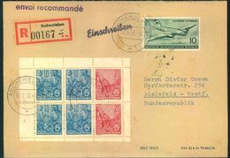 1956, Einschreiben 2. Gewichtsstufe Mit MH-Blatt 6 A Ab ASCHERSLEBEN - Storia Postale