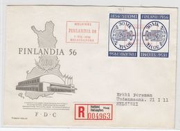 Finnland 1956 FDC "Finnlandia" Als MEF Auf R-Brief Gelaufen AKS+Vignette - FDC