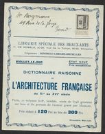 1909 BELGIQUE - PRÉOBLITÉRÉ 1C A GAND - IMPRIMÉ ILLUSTRÉ PUBLICITÉ  - LIBRAIRE SPÉCIALE DES BEAUX ARTS - ART DECÓRATIF - Rollini 1900-09