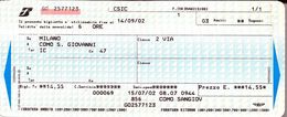 Biglietto  Treno  UTILIZZATO   - Milano  / Como S. Giovanni -  Del  14 Sett. 2002. - Europe