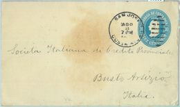 86000 - COSTA RICA - POSTAL HISTORY - STATIONERY COVER H&G #10  To ITALY  1914 - Costa Rica