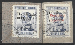 GUI254SCCIRCRL-LFT4204PC-TESPCOLFP.Guinee. GUINEA ESPAÑOLA.Sellos Habilitados. Rey Alfonso Xlll.1939 (Ed 254/5º). - Fernando Po