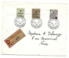 MONACO -  LETTRE - TIMBRES PRINCE ALBERT N° 48 A 50 BAPTEME DE LA PRINCESSE ANTOINETTE 28 DECEMBRE 1920 - Storia Postale