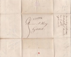 Courrier 1815 Anvers à Gand Griffe Anvers - 1815-1830 (Période Hollandaise)