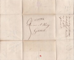 Courrier 1815 Anvers à Gand Griffe Anvers - 1815-1830 (Holländische Periode)