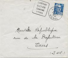 LETTRE OBLITERATION DAGUIN " LUSIGNAN -QUIETUDE -CAMPING -SPORTS - VIENNE - ANNEE 1955 - Mechanical Postmarks (Other)