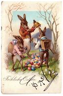 Easter Fantasy Humanized Dressed Bunny Rabbit Eggs Basket Germany PC 1900s - Sonstige