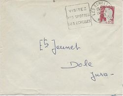 LETTRE OBLITERATION DAGUIN - SAVOIE - VISITEZ LES GROTTES -LES ECHELLES -ANNEE 1961 - Mechanical Postmarks (Other)