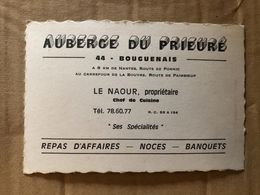 Bouguenais * Auberge Du Prieuré LE NAOUR Propriétaire , Route De Pornic * Carte De Visite Ancienne Illustrée - Bouguenais