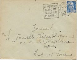 LETTRE OBLITERATION DAGUIN - INDRE ET LOIRE - GRAND PRESSIGNY -MUSEE PREHISTORIQUE ET CHATEAU - 1955 - Mechanical Postmarks (Other)