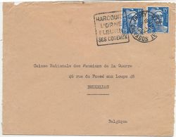 LETTRE OBLITERATION DAGUIN - CALVADOS - HARCOURT - CALVADOS -L'ORNE FLEURS -SES COTEAUX -1952 - Annullamenti Meccaniche (Varie)