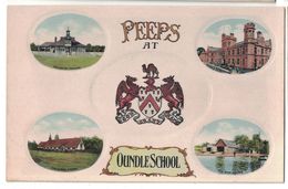 POSTCARD PEEPS AT OUNDLE SCHOOL CRICKET PAVILION, CHAPEL, BOAT HOUSES NORTHAMPTONSHIRE - Northamptonshire