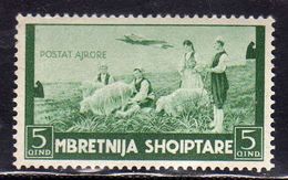 ALBANIA 1940 POSTA AEREA AIR MAIL PASTORI CON PECORE SHEPHERDS WITH SHEEP 5q MNH - Albania