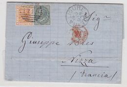 Italien Um 1879 Brief Mit MIF Nach Nizza Mit Transitstempel - Andere & Zonder Classificatie