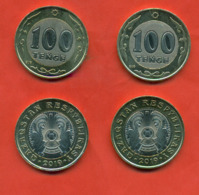 Kazakhstan 2019.Lot Of Two Coins 100 Tenge Bimetal. One With An Error In The Inscription On The Edge. ERROR!!! NEW!!! - Kazakistan