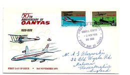 Aus251 / AUSTRALIEN - Qantas - 50 Jahre 1970 Mit Ersttag-Stempel - Cartas & Documentos