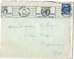 Paris XII 1952 Rue Crozatier - Flamme ONU UNO Nations Unies Sur Gandon - Mechanical Postmarks (Advertisement)