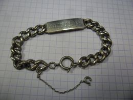 Ancien BRACELET FEMME En ARGENT 19 Grammes - Prénom JACQUELINE - Avec Sécurité Fermeture état OK - 28 Mai 1945 - Bracciali