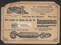 1907 BELGIQUE - PRÉOBLITÉRÉ 1C A ST. DENIS WESTREM  - IMPRIMÉ PUBLICITÉ COMPENSATEUR WAGONS CHEVAUX - Roulettes 1900-09