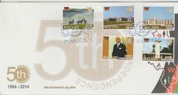 Malawi 2014 Golden Jubilee 50 Years Independance 1964-2014 Zebra Fauna Set Of Stamps FDC 1er Jour - Malawi (1964-...)