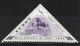 Lundy Island Single Stamp Of Half Puffin Stamp Commemorating Millenary Issue From 1954 Overprinted Europa. - Local Issues