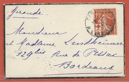 FRANCE LETTRE CROIX ROUGE DE 1915 DE PARIS POUR BORDEAUX - Rode Kruis