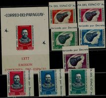 PARAGUAY 1963 CONQUEST OF THE SPACE SET IMPERF MI No 1241-8B+BLOCK 47 MNH VF!! - América Del Norte